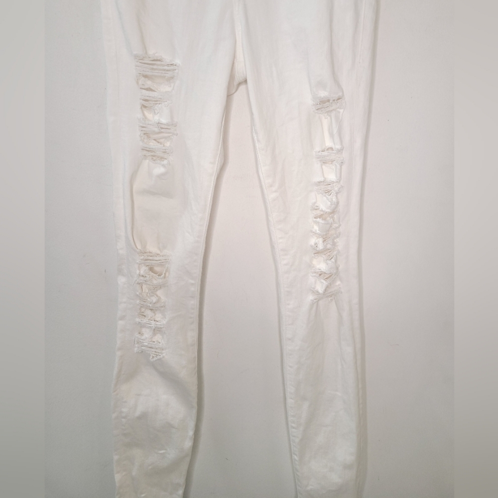 FRAME DENIM White Le High Skinny Distressed Jeans in Blanc Rip Sz 26 - Picture 6 of 14